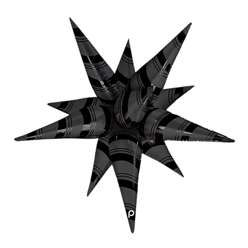 [PD-0027-40] 40" Black Matte & Shiny Stripes Starburst - Prima