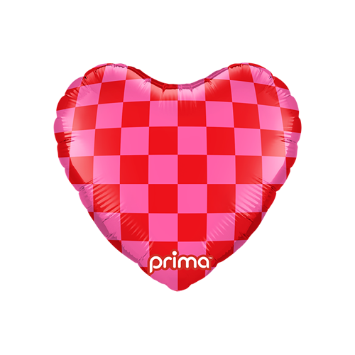 [PD-0085-9] 9" Coeur Red & Pink Checker - Prima