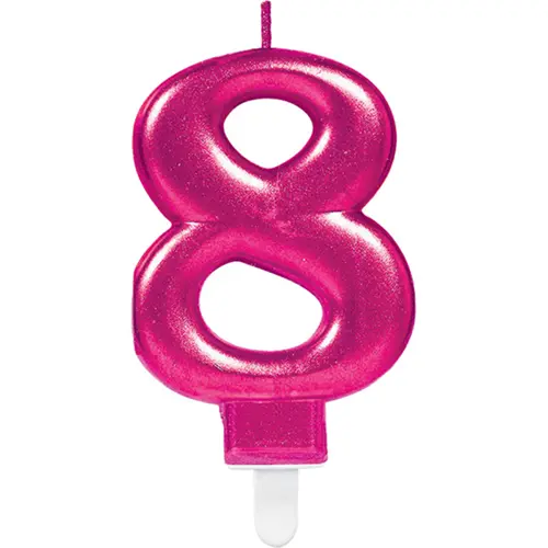 [9901790] Bougie Chiffre 8 Rose 9.3Cm *1 