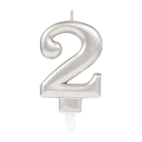 [9903690] Bougie Chiffre 2 Argent 9.3Cm *1 