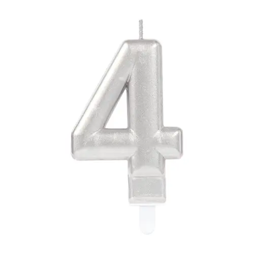 [9903692] Bougie Chiffre 4 Argent 9.3Cm *1 