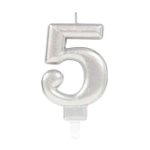[9903693] Bougie Chiffre 5 Argent 9.3Cm *1 