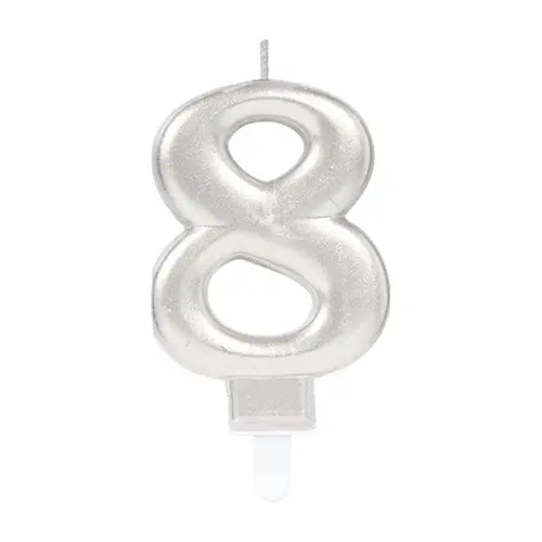 [9903696] Bougie Chiffre 8 Argent 9.3Cm *1 