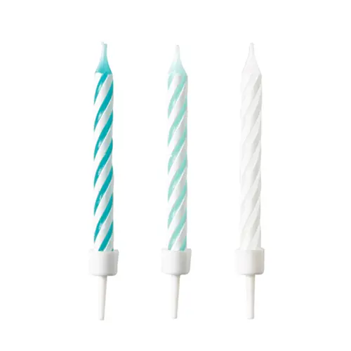 [9904365] Lot de 10 Bougies Spirale Assorties Bleu 6.3 Cm 