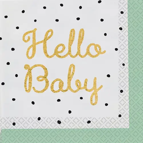 [9913152] Lot De 16 Serviettes 33X33Cm Hello Baby - Amscan