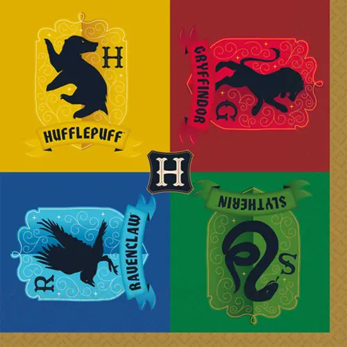 [9915075] Lot De 16 Serviettes 33X33Cm Maisons Harry Potter - Amscan