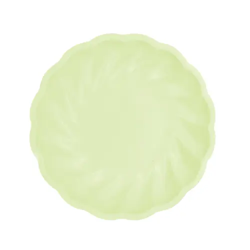 [9918252] Lot de 6 Assiettes Rondes Décor Vert 22.9cm