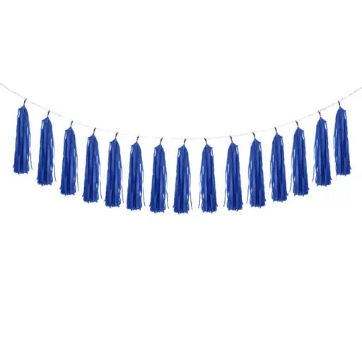 [B502-BL] Bannière Pompons Bleu - Borosino - FDS