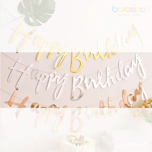[B531S] 1 Bannière Happy Birthday Argent - Borosino - FDS