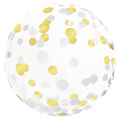 [BBQ006-8] Confetti Bubble 18" Doré et Argent - FDS