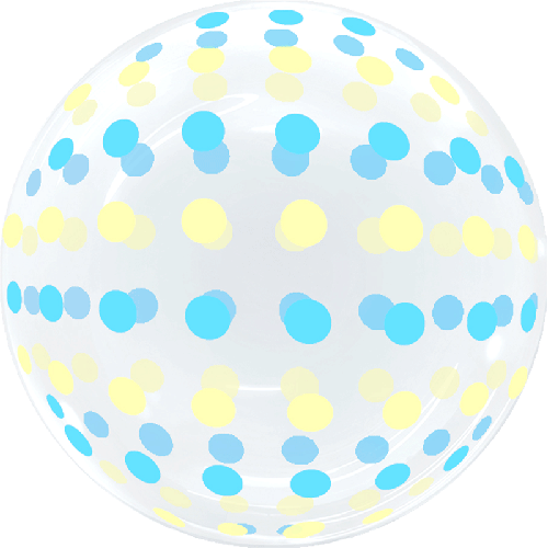 [BBQ007-13] Dots Bubble 18" Bleu et Jaune - FDS