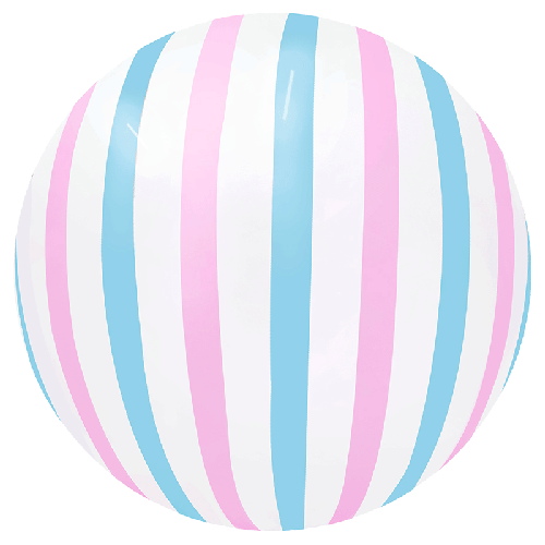 [BBQ008-12] Stripe Bubble 18" Rose Bleu