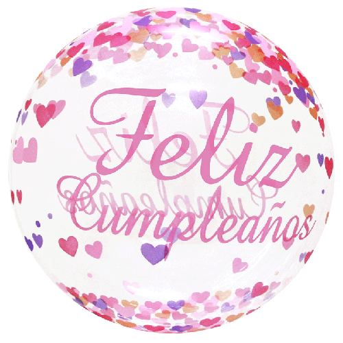 [BBQ010-25] Printed Bubble 20" Feliz Compleanos Heart