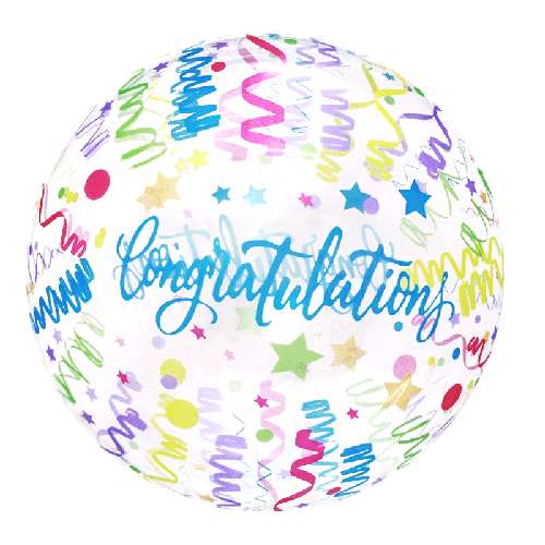 [BBQ010-7] Printed Bubble 20" Congratulations Confetti - FDS