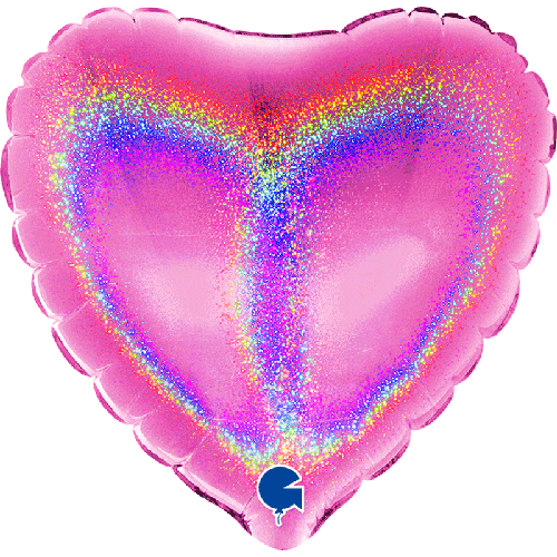 [G04061GHF] Coeur Holo Fuchsia 4" Vrac - Grabo