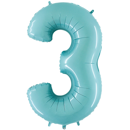 [G063PB-P] Chiffre '3' Bleu Pastel 40" - Grabo