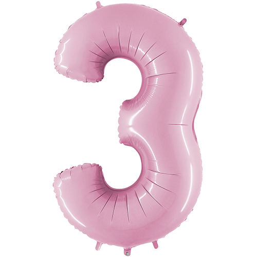 [G073PP-P] Chiffre '3' Pastel Rose 40" - Grabo
