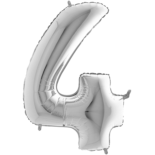 [G094S-P] Chiffre '4' Argent 40" - Grabo