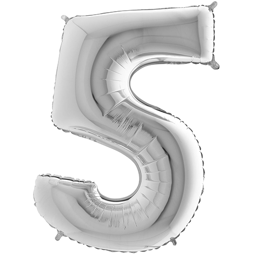 [G095S-P] Chiffre '5' Argent 40" - Grabo