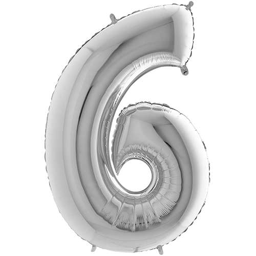 [G096S-P] Chiffre '6' Argent 40" - Grabo