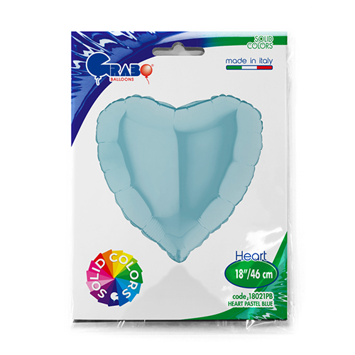 [G18021PB-P] Coeur Pastel Bleu 18"  - Grabo