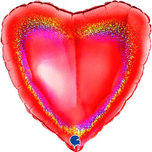 [G18068GHR] Coeur Glitter Holographique Red 18" Vrac - Grabo