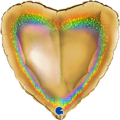 [G18072GHG5] Coeur Glitter Holographique Gold 18" Vrac - Grabo