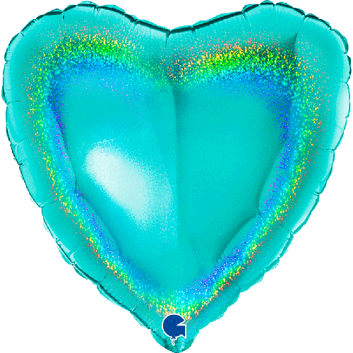 [G18077GHTI] Coeur Glitter Holographique Tiffany 18" Vrac - Grabo