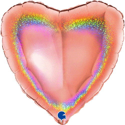 [G18083GHRG] Coeur Glitter Holographique Rose Gold 18" Vrac - Grabo