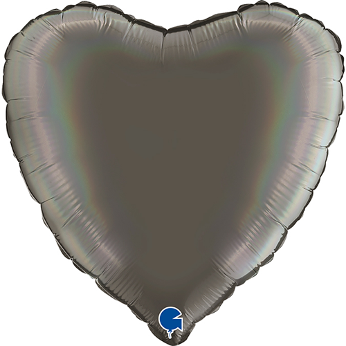 [G180P00RHGY] Coeur Holo Gris Platine 18" Vrac - Grabo