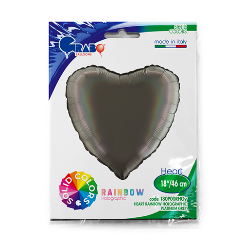 [G180P00RHGY-P] Coeur Holo Gris Platine 18" - Grabo