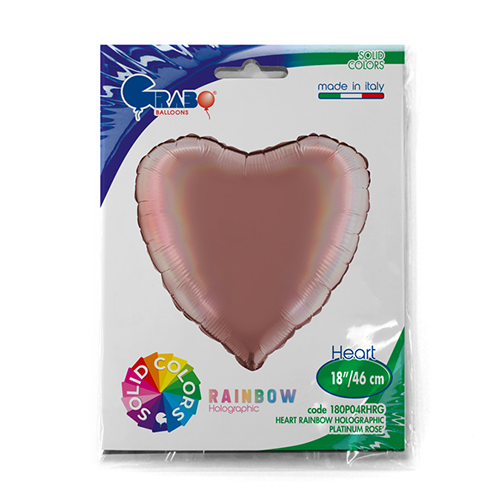 [G180P04RHRG-P] Coeur Holo Rose Platine 18" - Grabo