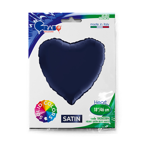 [G180S02BN-P] Coeur Satin Bleu Marine 18" - Grabo