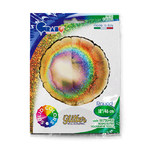 [G18172GHG5-P] Rond Glitter Holographique Gold5 18" - Grabo