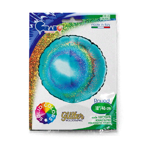 [G18177GHTI-P] Rond Glitter Holographique Tiffany 18" - Grabo