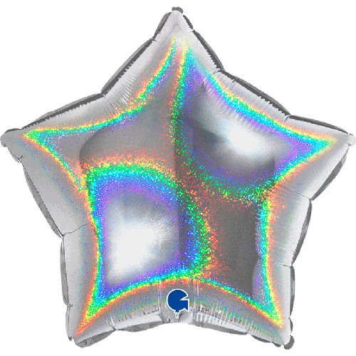[G19269GHS] Étoile Glitter Holographic Silver 18" Vrac - Grabo