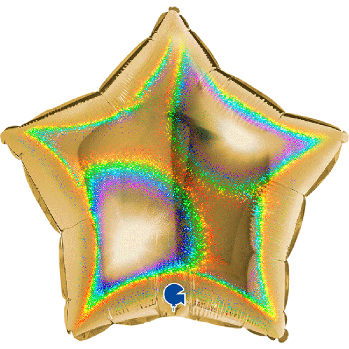 [G19272GHG5] Étoile Glitter Holographique Gold 18" Vrac - Grabo