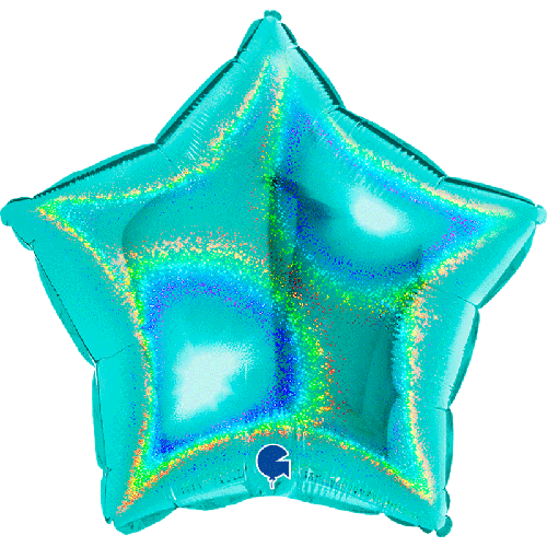 [G19277GHTI] Étoile Glitter Holographique Tiffany 18" Vrac - Grabo