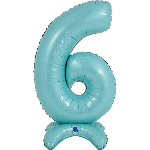 [G25066PB-P] The Standups - Chiffre '6' Bleu Pastel 25" - Grabo
