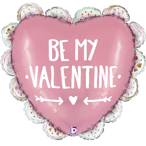 [G25151-P] Valentine Doodle Ruffled Heart 44" - Grabo