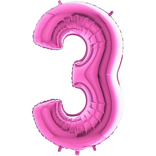 [G26013F-P] Chiffre '3' Fuchsia 26"  - Grabo