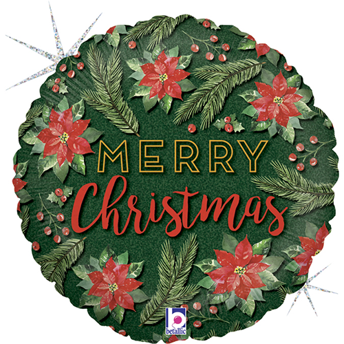 [G26025GH-P] Watercolor Christmas Glitter Holo 18" - Grabo