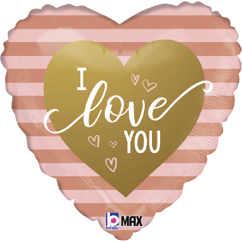 [G26071P-P] Rose Gold Stripe I Love U Max 18" - Grabo