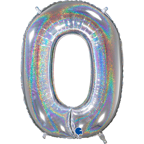 [G26690GHS-P] Chiffre '0' Glitter Holographic 26"  - Grabo