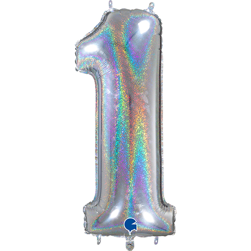 [G26691GHS-P] Chiffre '1' Glitter Holographic 26"  - Grabo