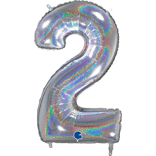[G26692GHS-P] Chiffre '2' Glitter Holographic 26"  - Grabo