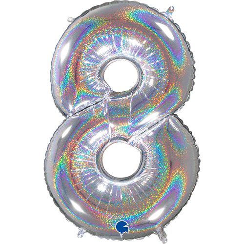 [G26698GHS-P] Chiffre '8' Glitter Holographic 26"  - Grabo