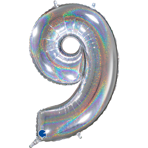 [G26699GHS-P] Chiffre '9' Glitter Holographic 26" - Grabo