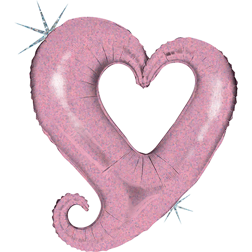 [G35033H-P] Chaine de Coeurs Holo Pastel Rose 37" - Grabo