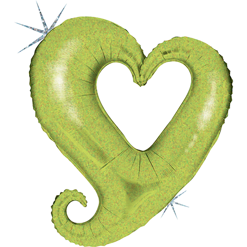 [G35034H-P] Chaine de Coeurs Holo Lime 37" - Grabo